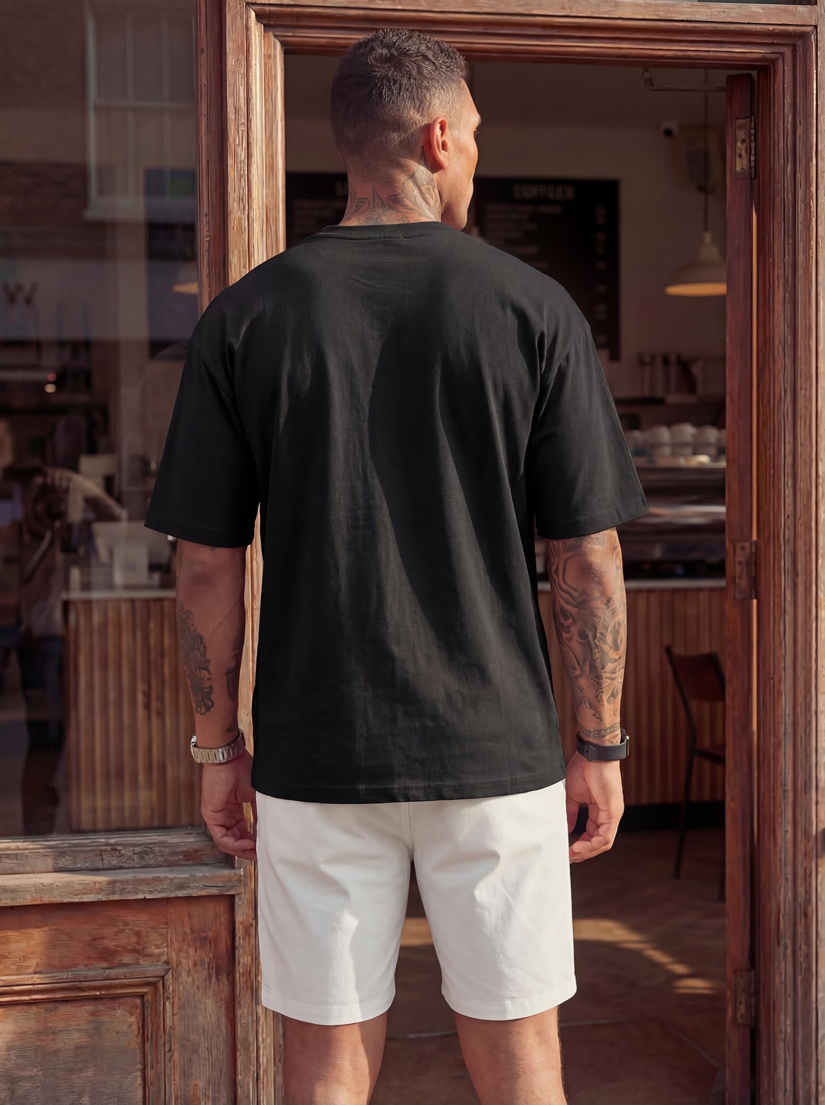 Men's Fashion Oversized T-Shirts Short Sleeve Workout Crew Neck Casual Tshirts Loose Fit Athletic Gym Basic Tee Tops - Image 3