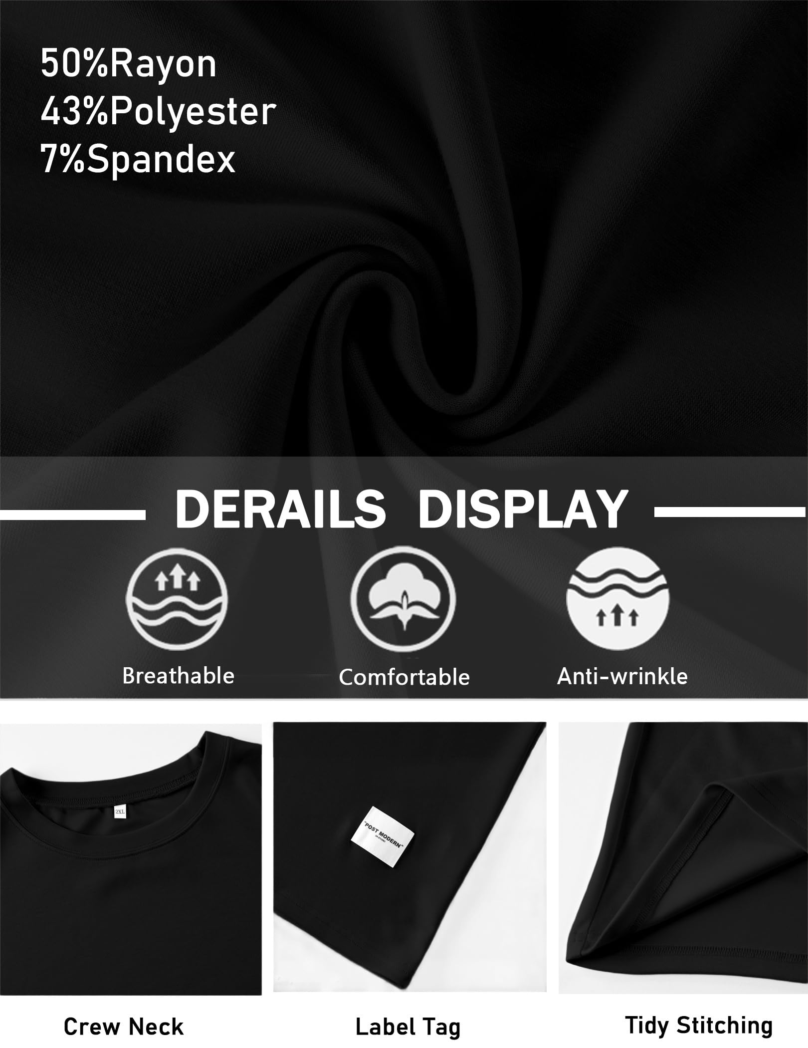 Men's Fashion Oversized T-Shirts Short Sleeve Workout Crew Neck Casual Tshirts Loose Fit Athletic Gym Basic Tee Tops - Image 4