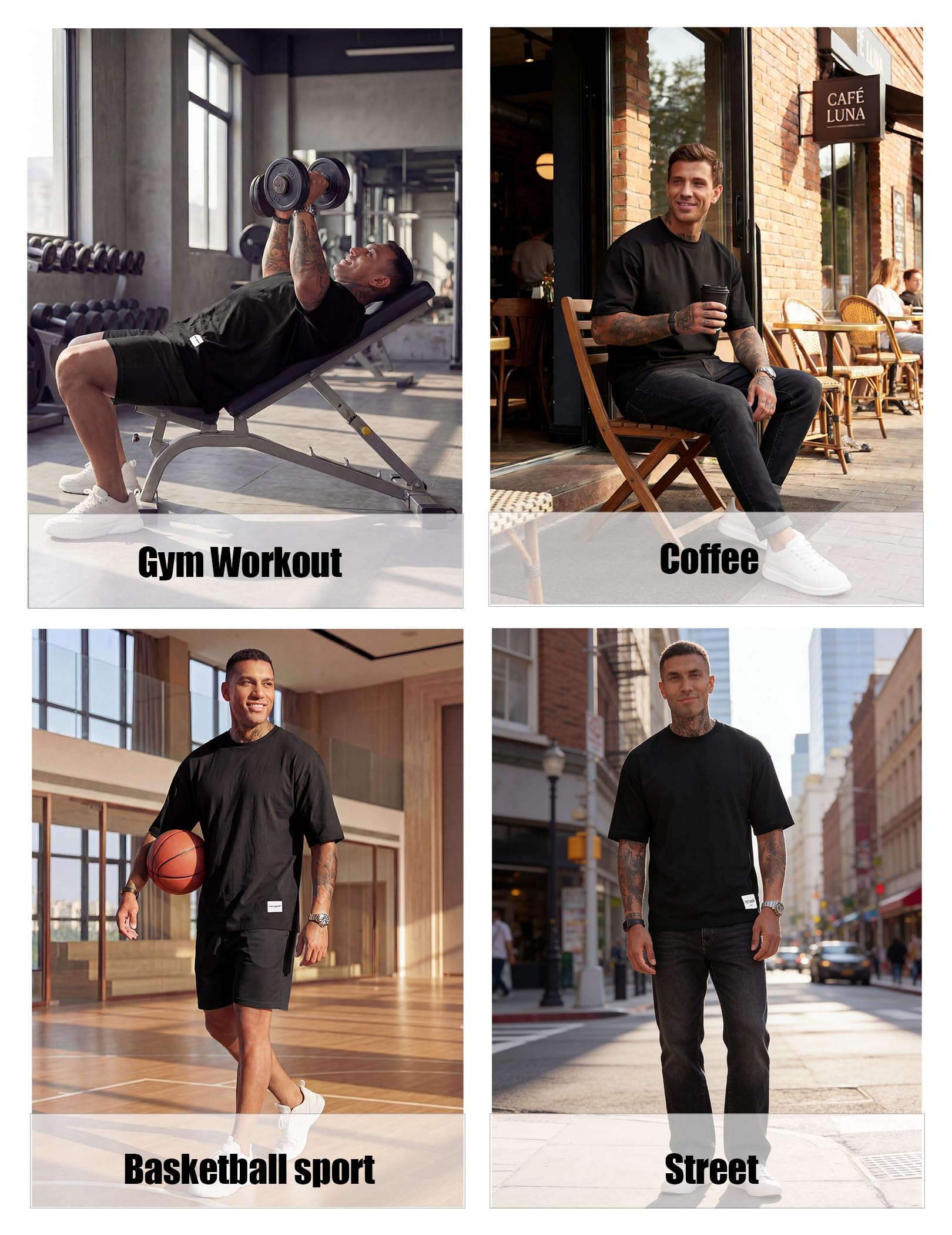 Men's Fashion Oversized T-Shirts Short Sleeve Workout Crew Neck Casual Tshirts Loose Fit Athletic Gym Basic Tee Tops - Image 5