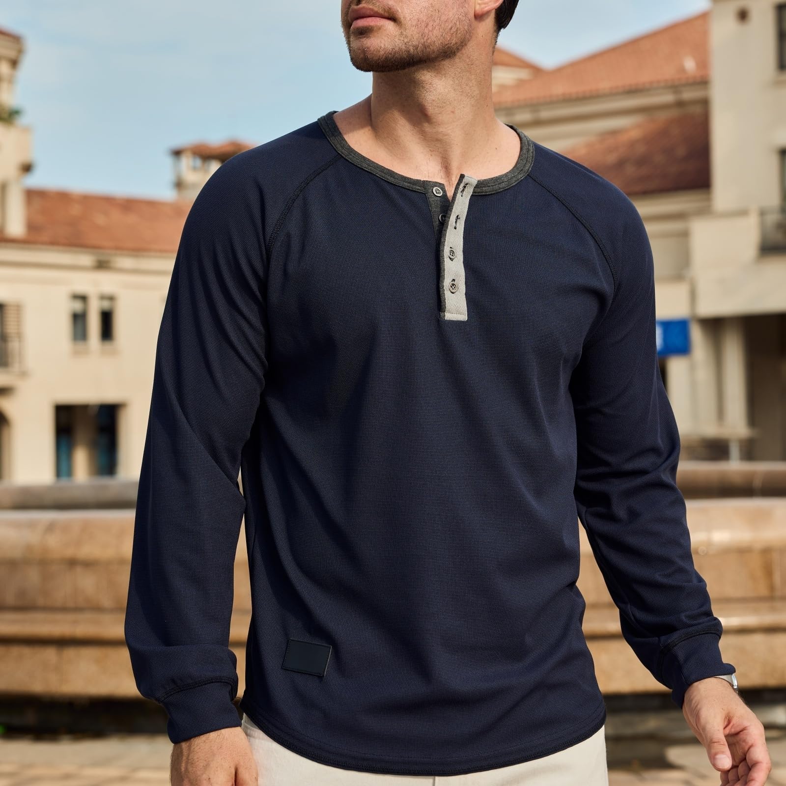 Men's Henley Shirt Long Sleeve Soft Stretch Button T-Shirt Casual Stylish Henley Pullover Shirts - Image 4