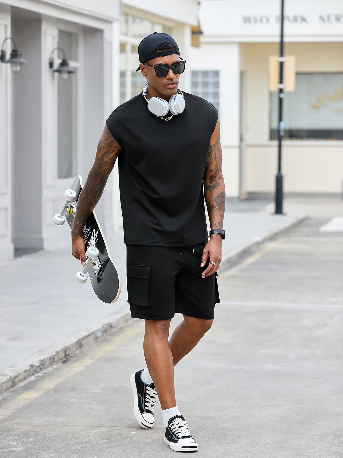 Opomelo Men's 2 Piece Short Set Summer Casual Tracksuit – Sleeveless Muscle Fit T Shirt and Shorts Outfit for Gym Workout - Image 5