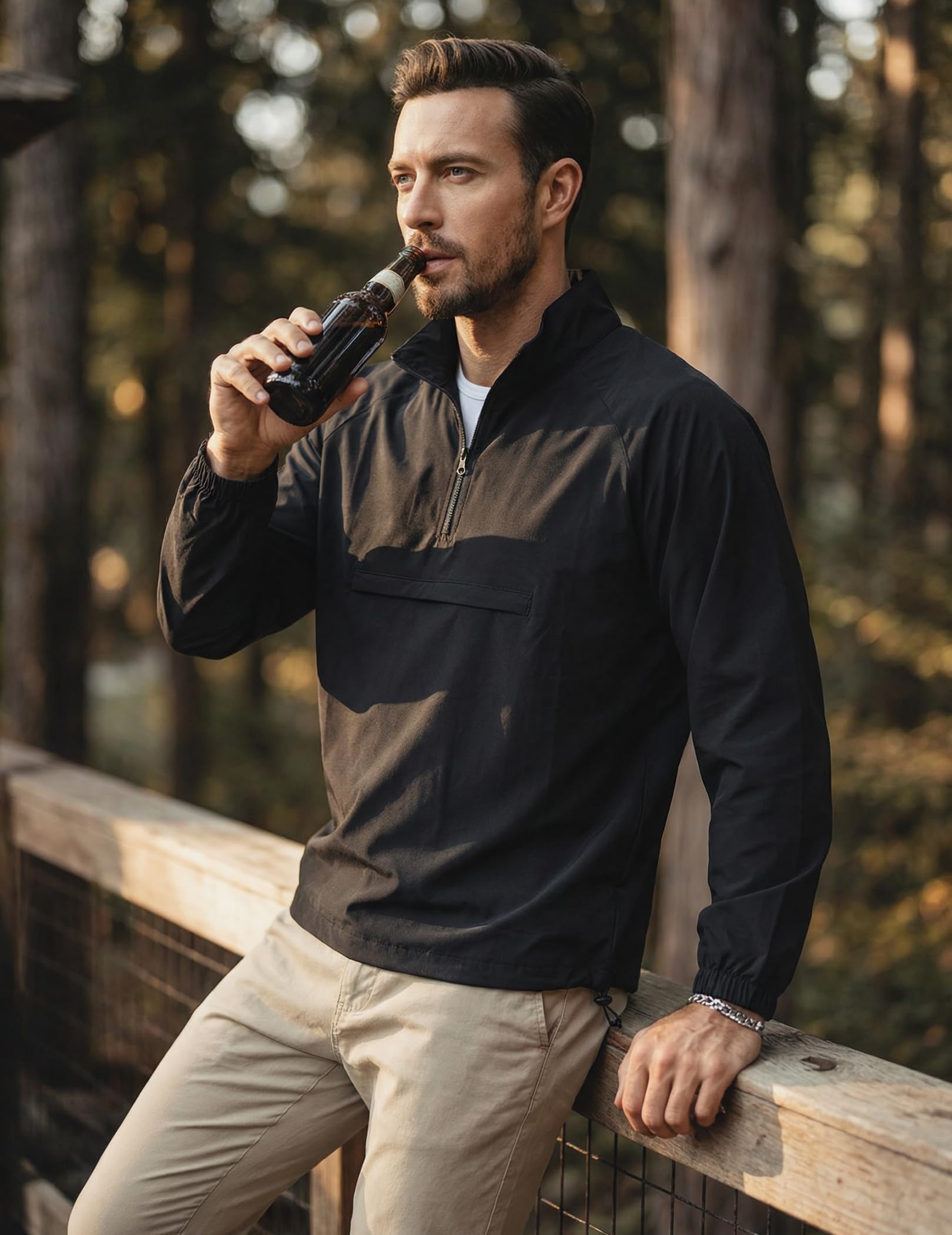 Opomelo Men's Athletic Quarter Zip Pullover Golf Hiking Running Lightweight Jacket Workout Sweatshirt With Pocket - Image 3