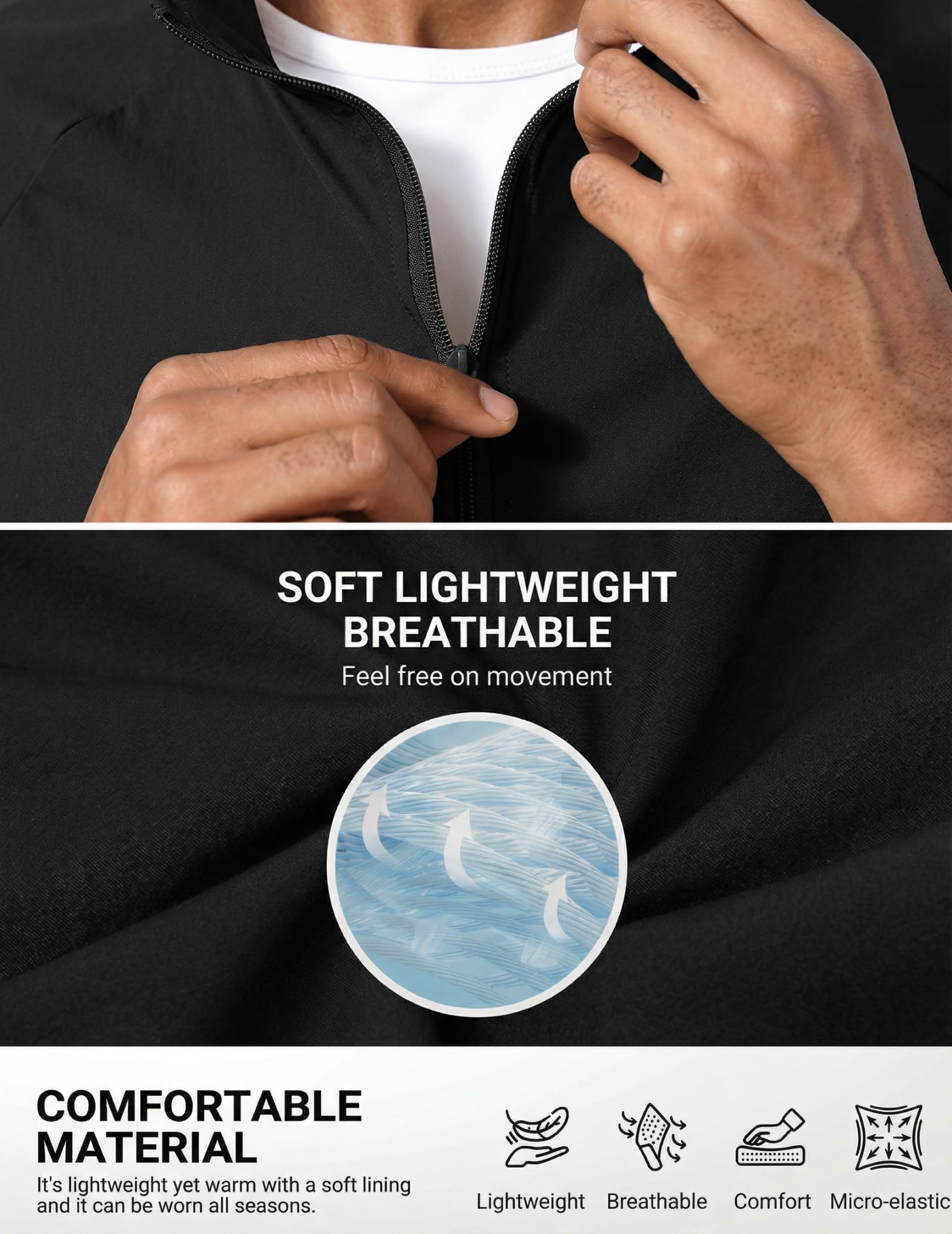 Opomelo Men's Athletic Quarter Zip Pullover Golf Hiking Running Lightweight Jacket Workout Sweatshirt With Pocket - Image 4