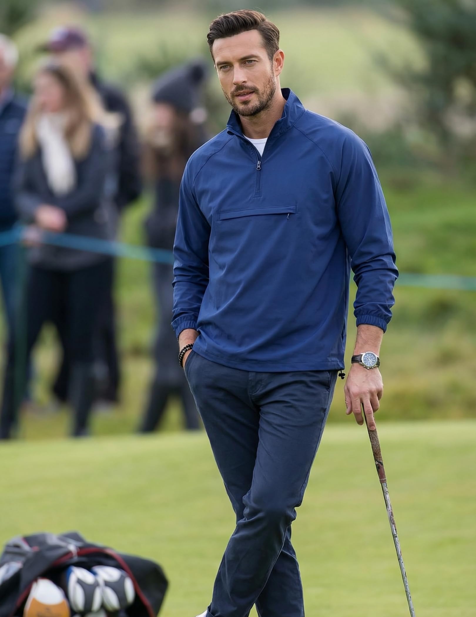 Opomelo Men's Athletic Quarter Zip Pullover Golf Hiking Running Lightweight Jacket Workout Sweatshirt With Pocket - Image 3