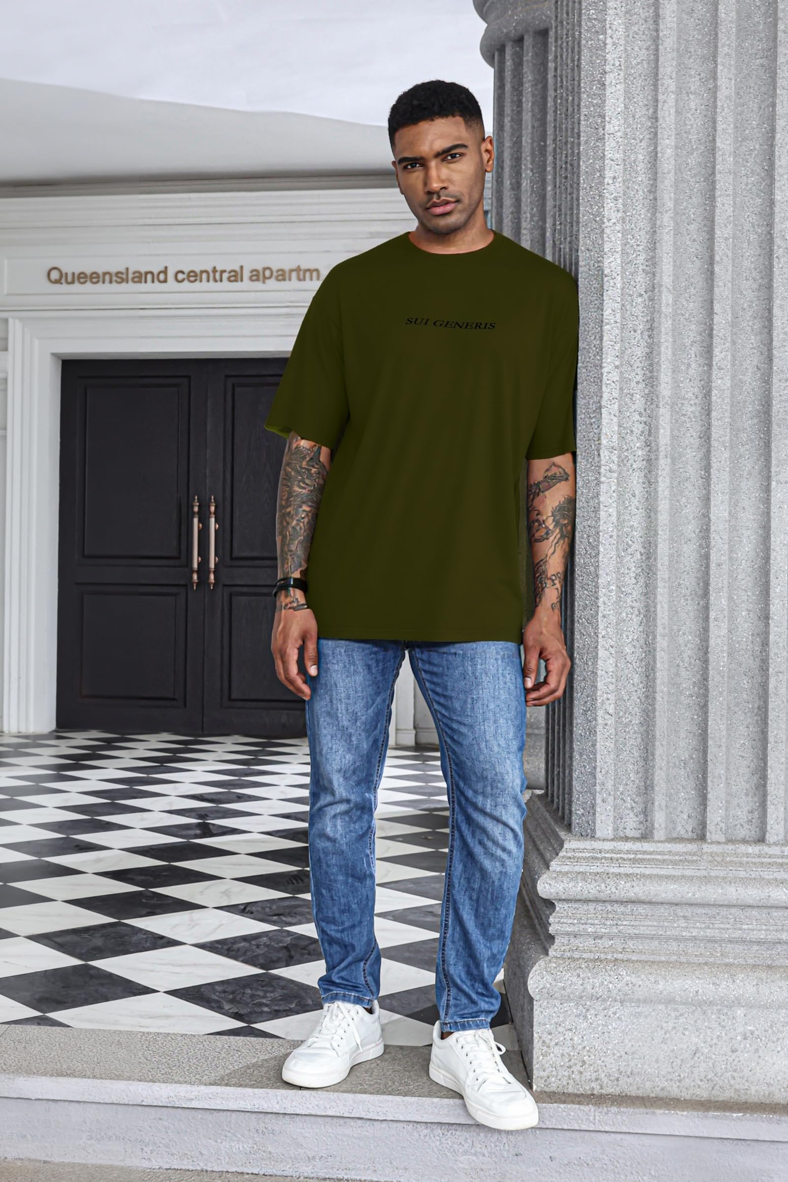 Opomelo Men's Fashion Athletic T-Shirt Oversized Workout Short Sleeve Shirt Casual Crew Neck Cotton Tee - Image 5