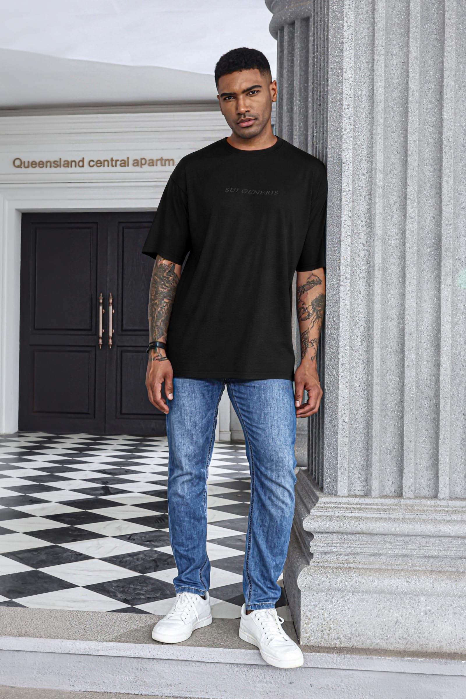 Opomelo Men's Fashion Athletic T-Shirt Oversized Workout Short Sleeve Shirt Casual Crew Neck Cotton Tee - Image 5