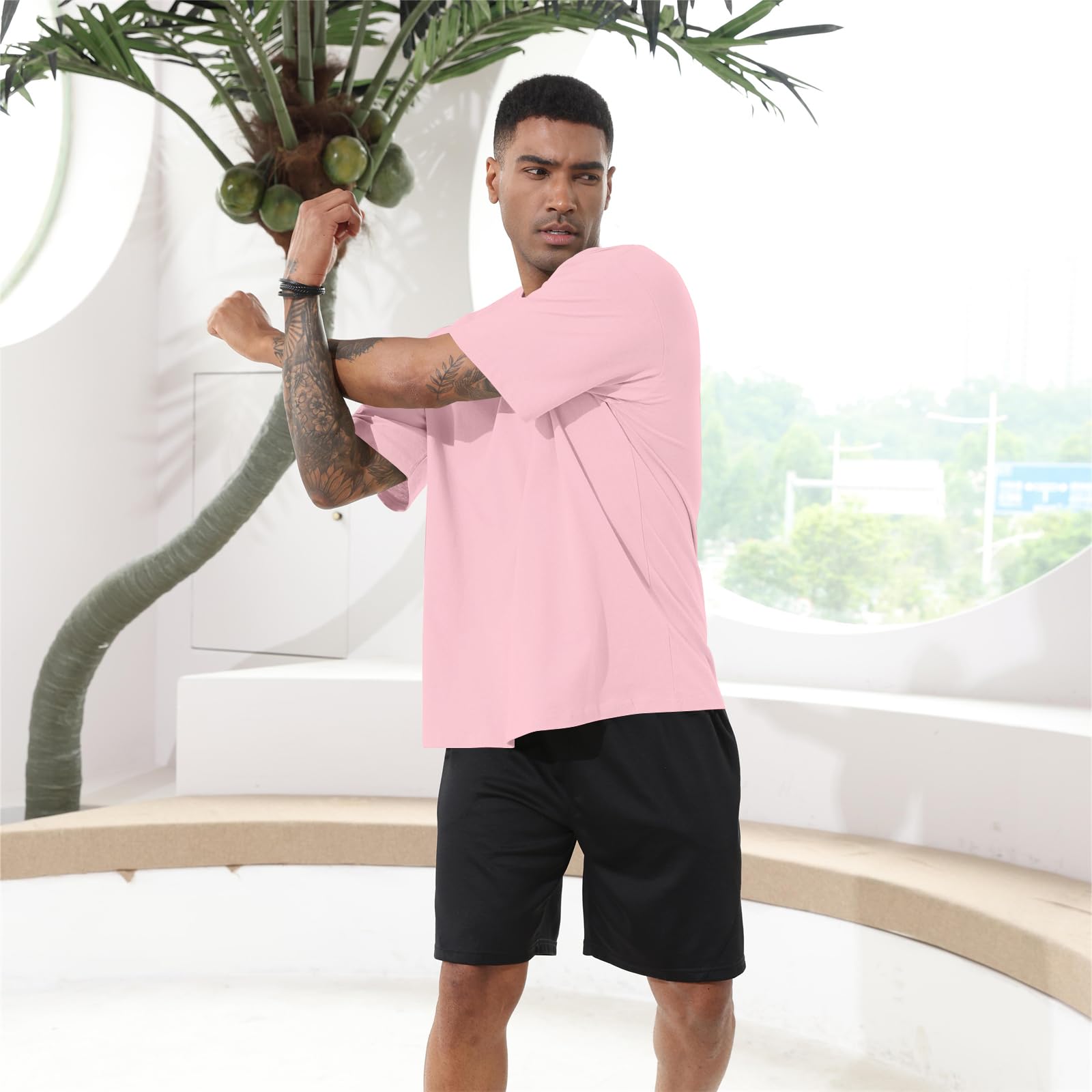 Opomelo Men's Fashion Oversized T-Shirts Casual Loose Fit Crewneck Workout Tshirt Unisex Short Sleeve Baggy Gym Tees - Image 3