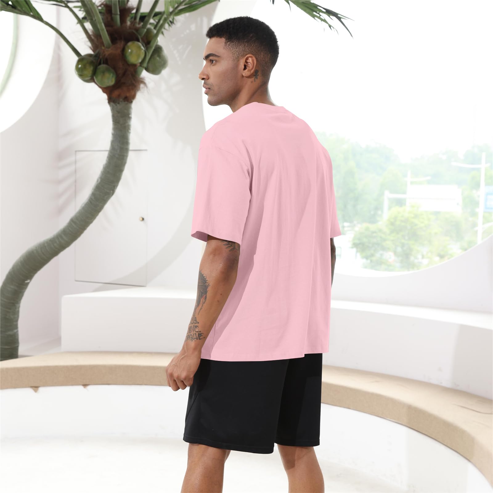 Opomelo Men's Fashion Oversized T-Shirts Casual Loose Fit Crewneck Workout Tshirt Unisex Short Sleeve Baggy Gym Tees - Image 4