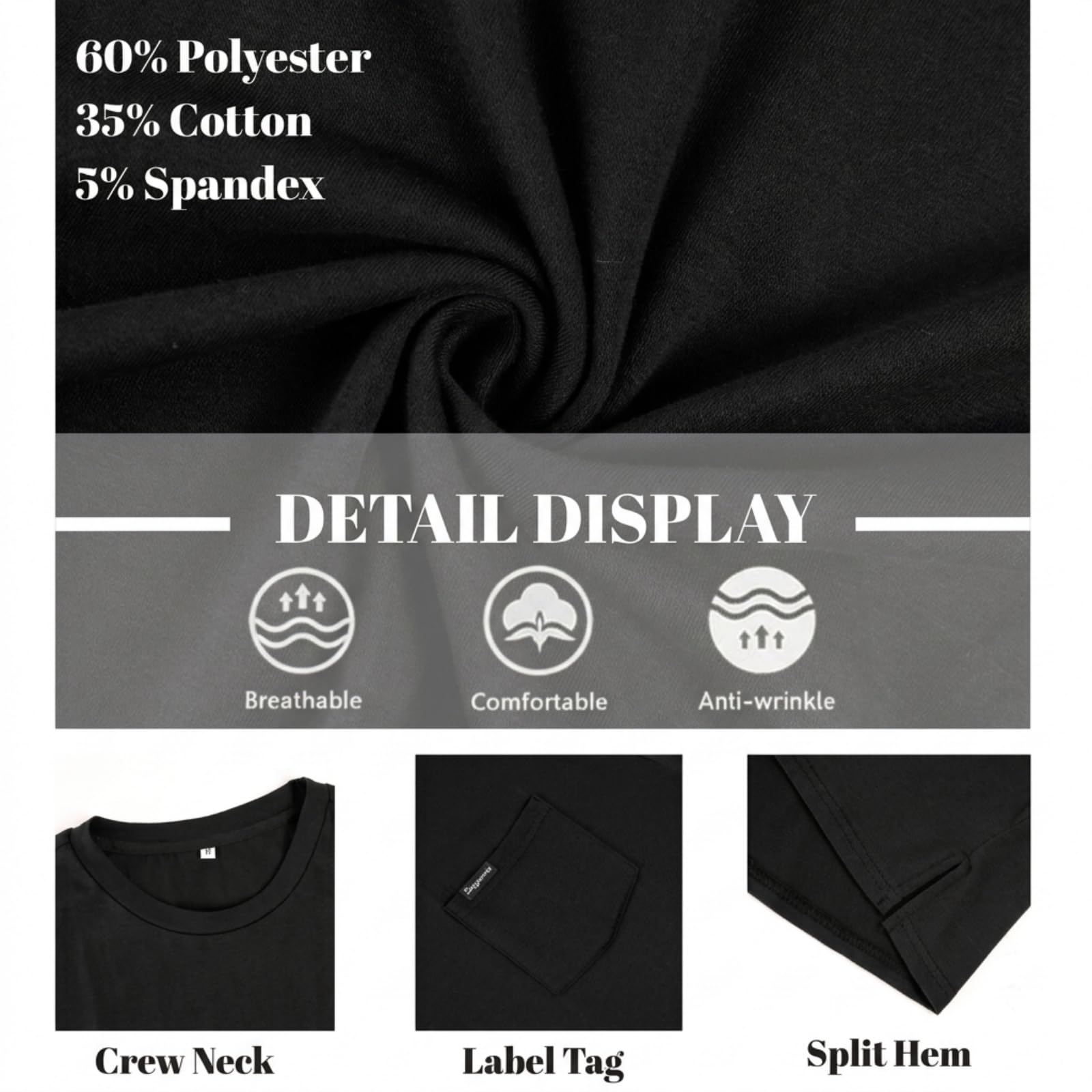 Opomelo Men's Fashion Short Sleeve T-Shirts Oversized Workout Tshirts Loose Fit Crew Neck Casual Tee Shirts with Pocket - Image 5