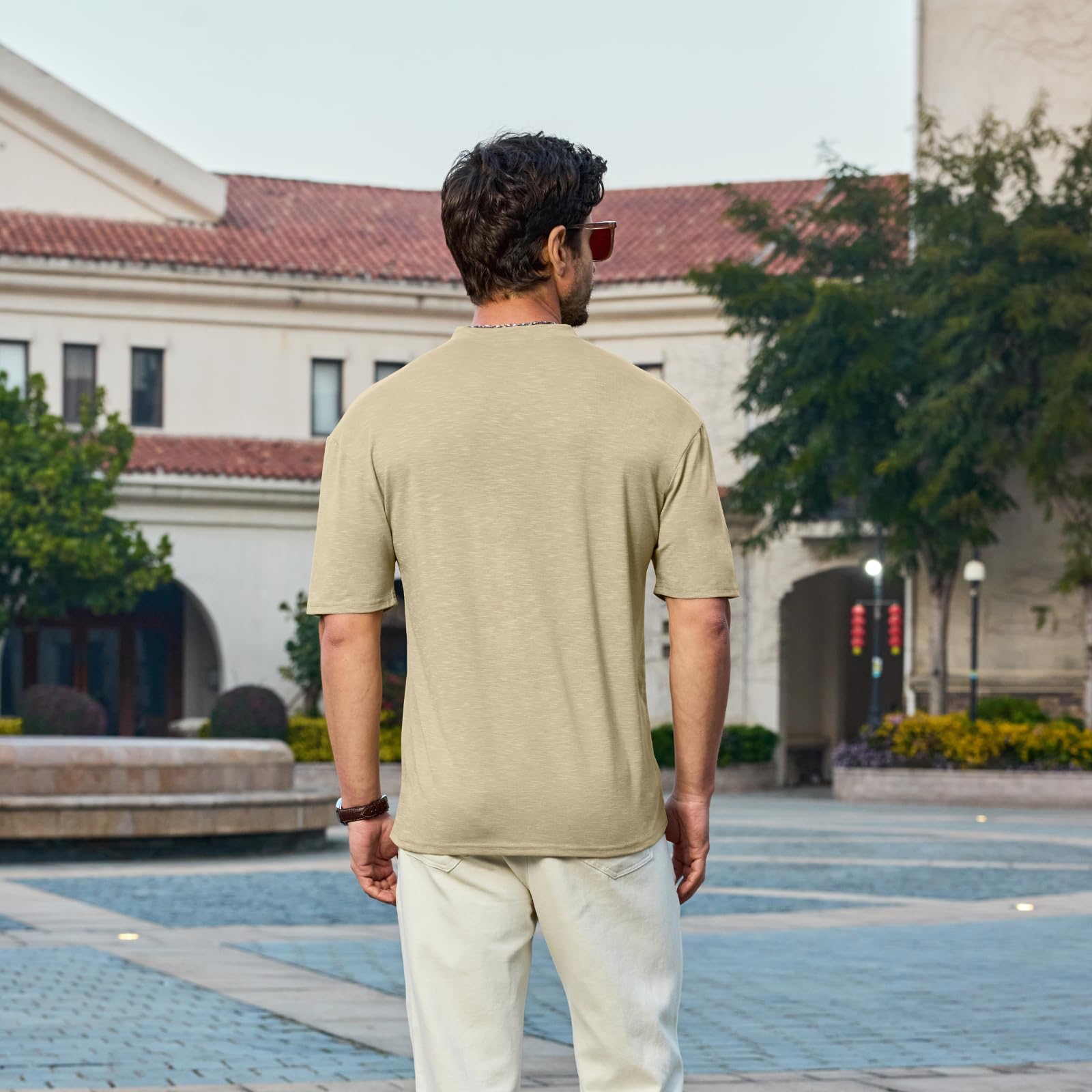 Opomelo Men's Henley Short Sleeve Shirt Summer Casual Button T Shirts Lightweight Basic Pocket Tee - Image 3