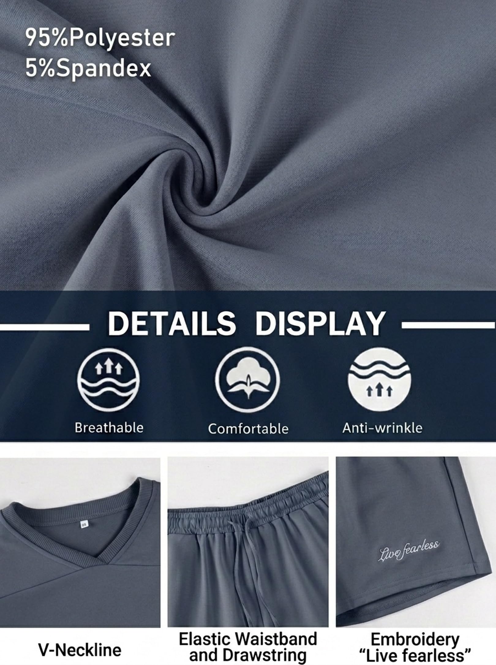 Opomelo Men's Summer 2 Piece Set T-Shirt & Shorts Outfit Beach Vacation Tracksuits Casual Lounge Wear - Image 4