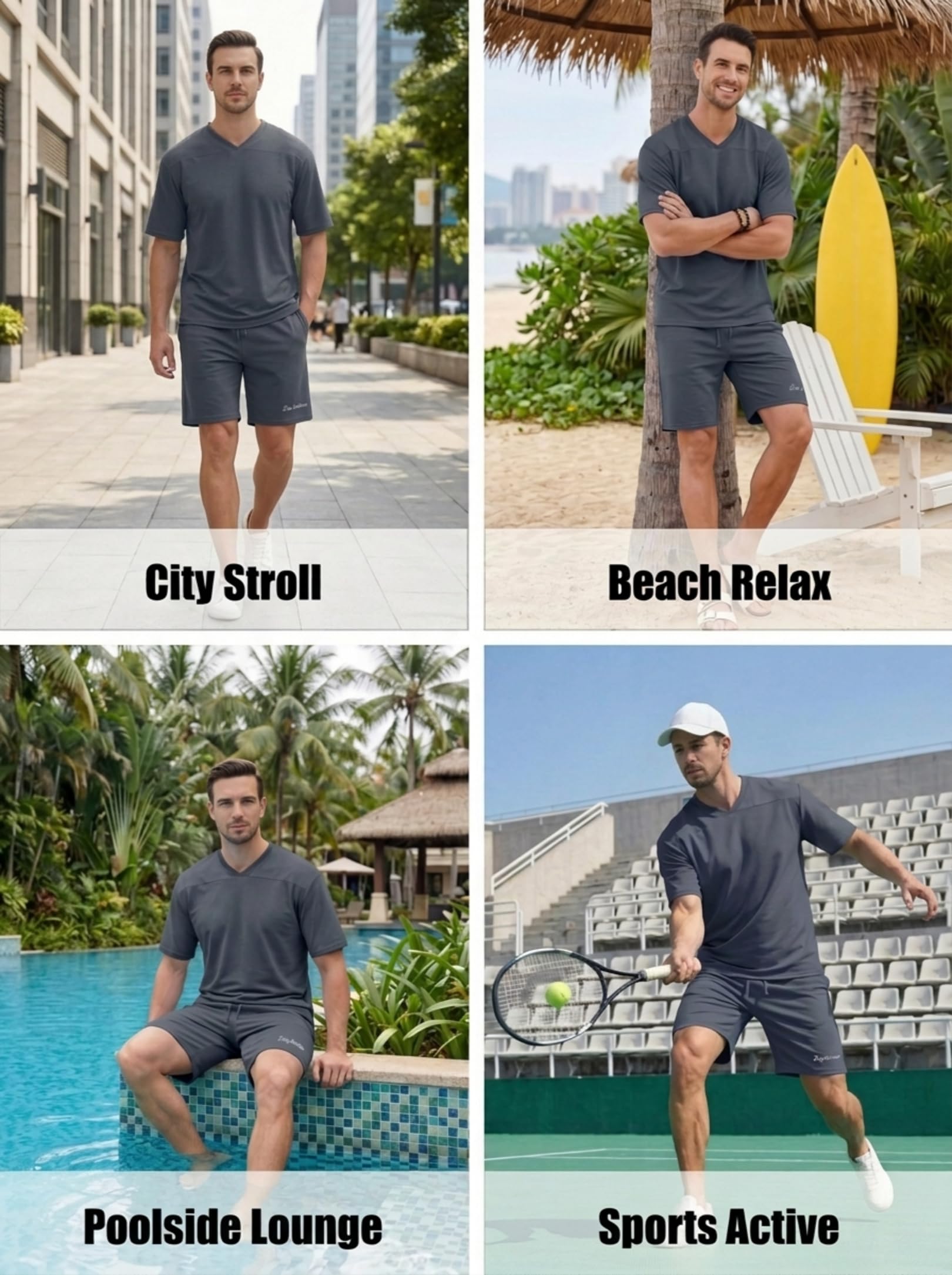 Opomelo Men's Summer 2 Piece Set T-Shirt & Shorts Outfit Beach Vacation Tracksuits Casual Lounge Wear - Image 5