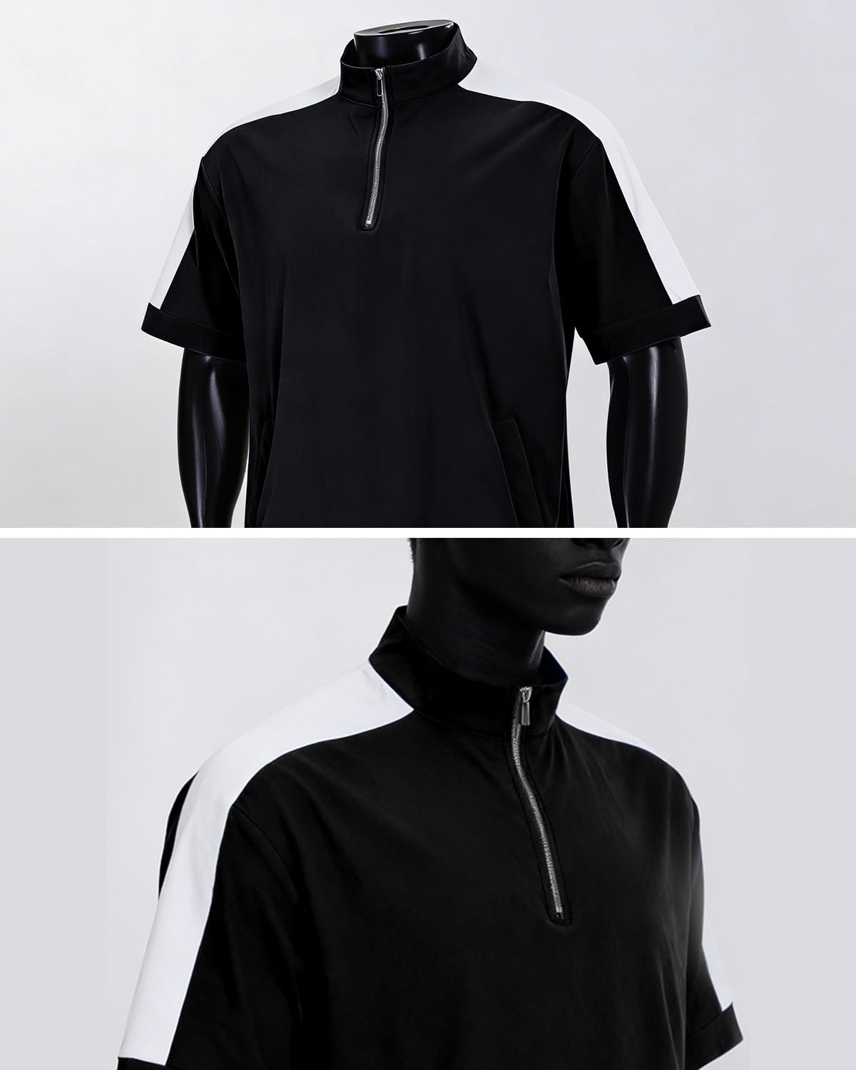 Opomelo Mens Cage Jacket Weather-Resistant Windbreaker Lightweight Short Sleeve Waterproof Workout Golf Polo Pullover - Image 5