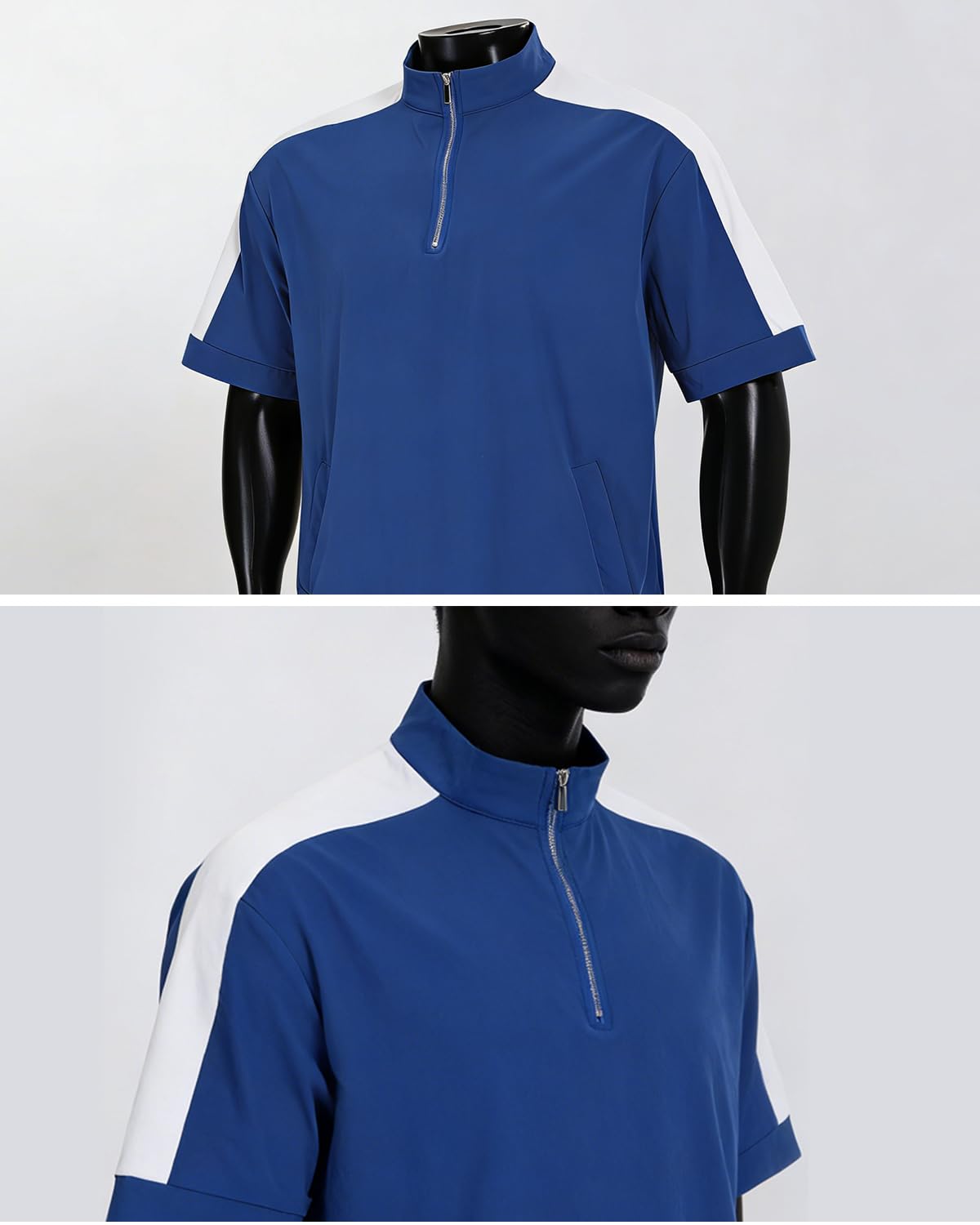 Opomelo Mens Cage Jacket Weather-Resistant Windbreaker Lightweight Short Sleeve Waterproof Workout Golf Polo Pullover - Image 5