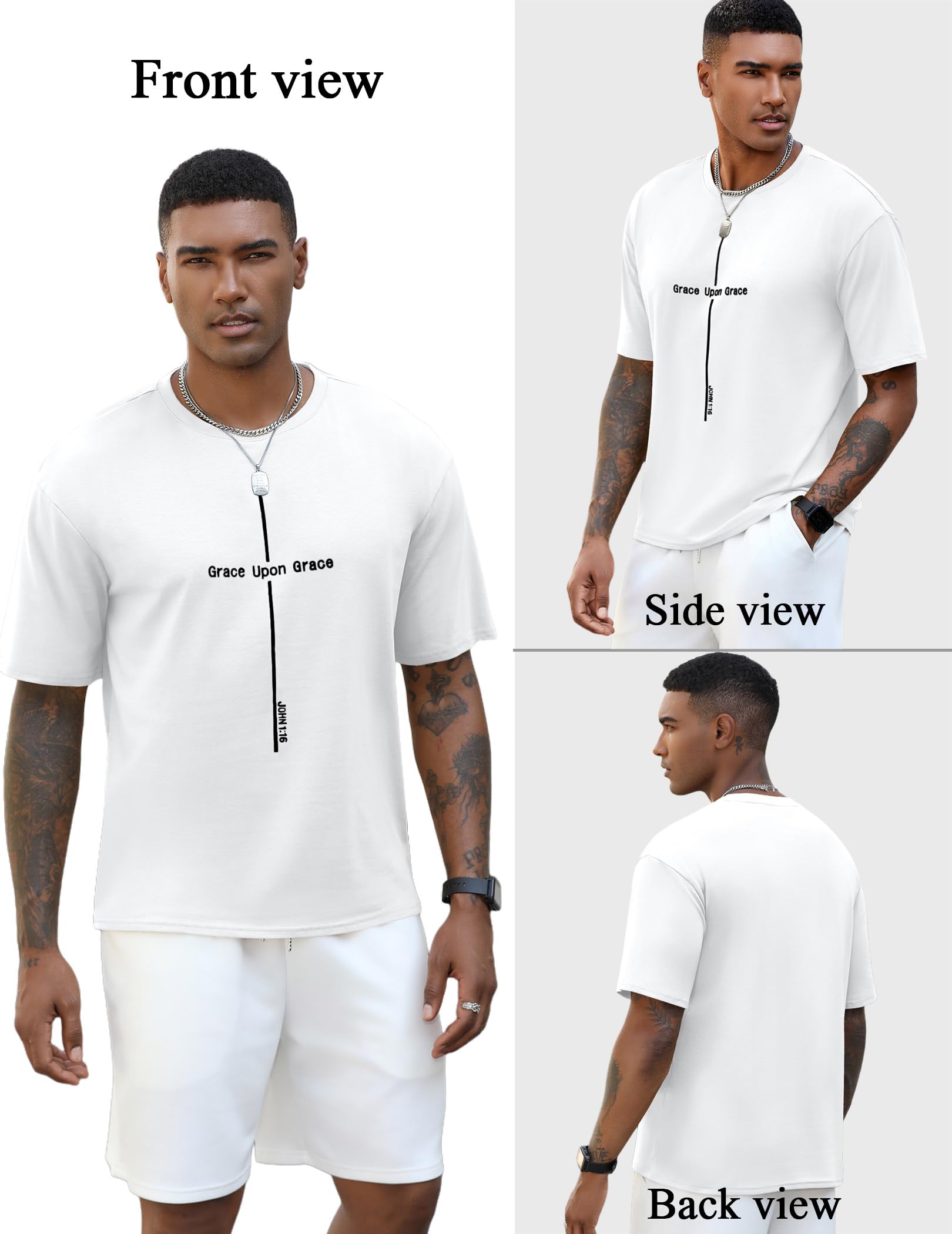 Opomelo Mens Oversized Christian Shirts Jesus Faith Graphic T-Shirts God Religious Printed Tees Tops - Image 4