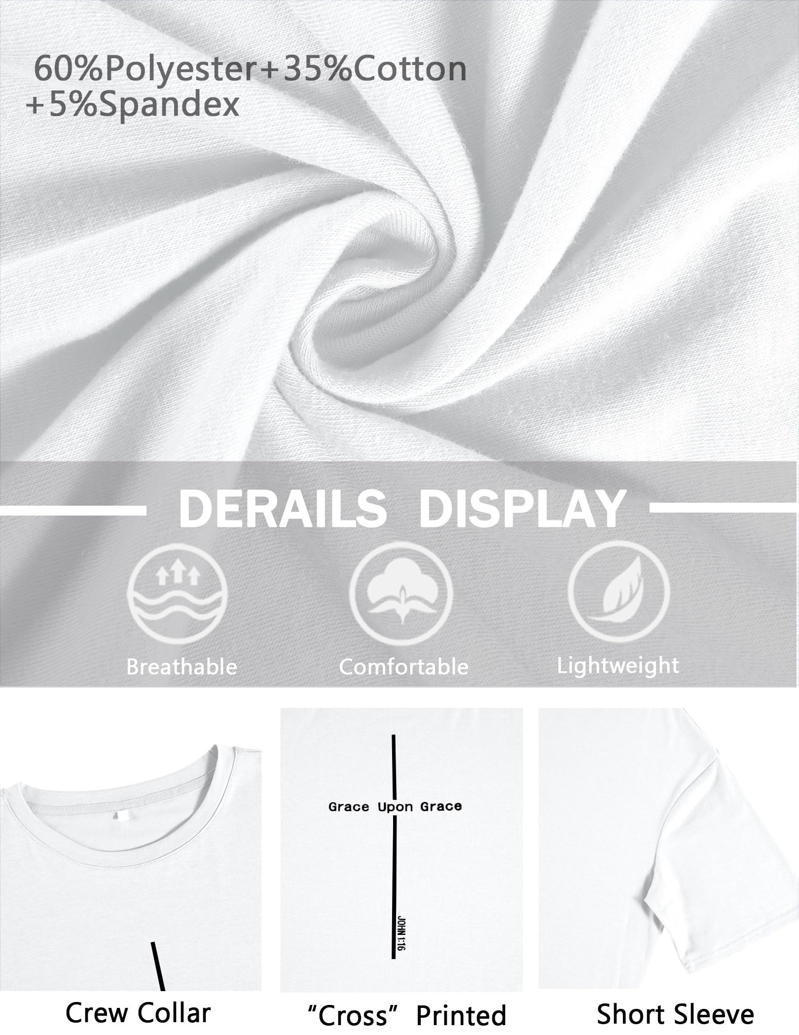 Opomelo Mens Oversized Christian Shirts Jesus Faith Graphic T-Shirts God Religious Printed Tees Tops - Image 5