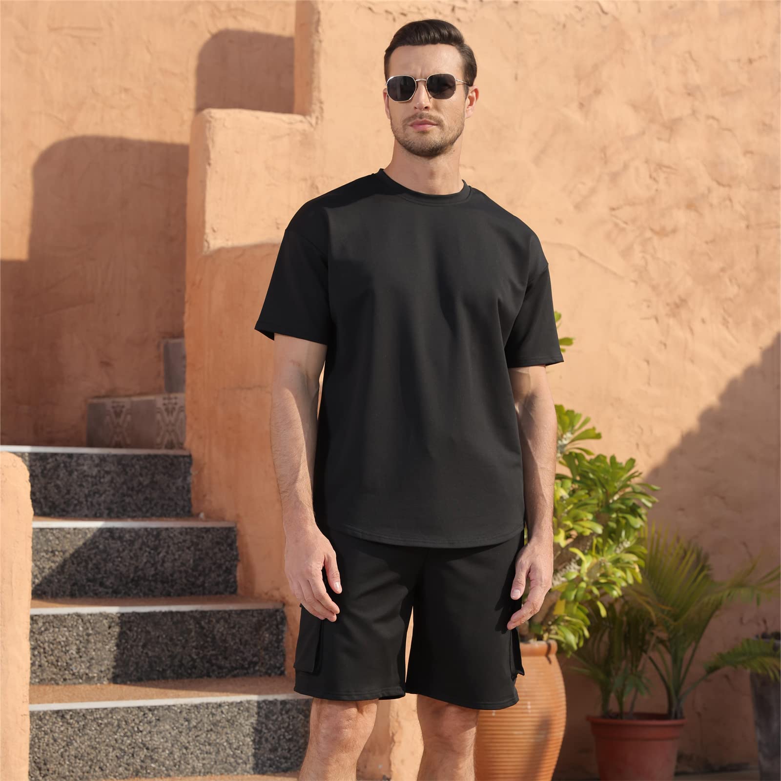 Opomelo Mens Short Sets 2 Piece Outfits - Casual Summer Short Sleeve Sweatsuits Sets for Men with Cargo Pocket - Image 4