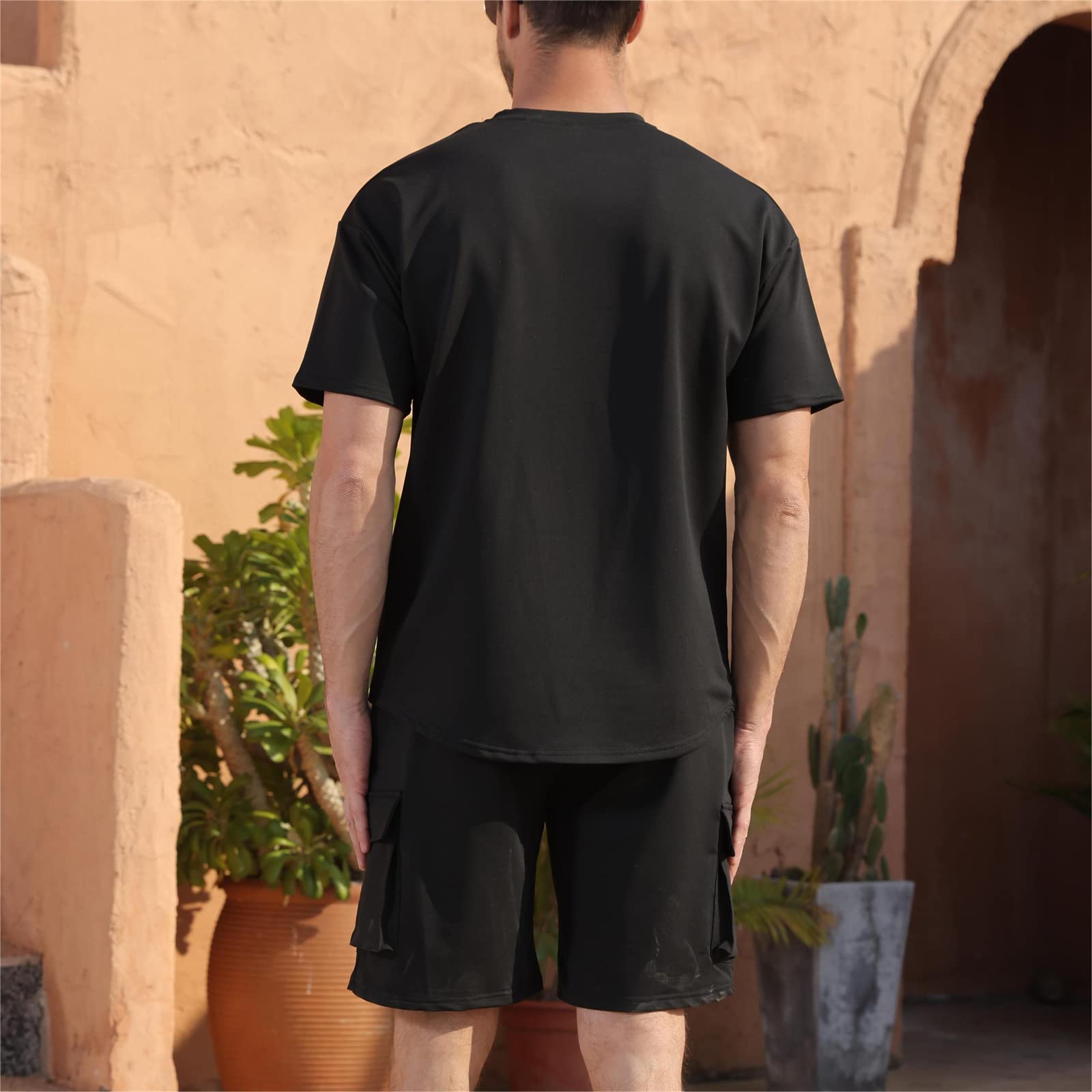 Opomelo Mens Short Sets 2 Piece Outfits - Casual Summer Short Sleeve Sweatsuits Sets for Men with Cargo Pocket - Image 6