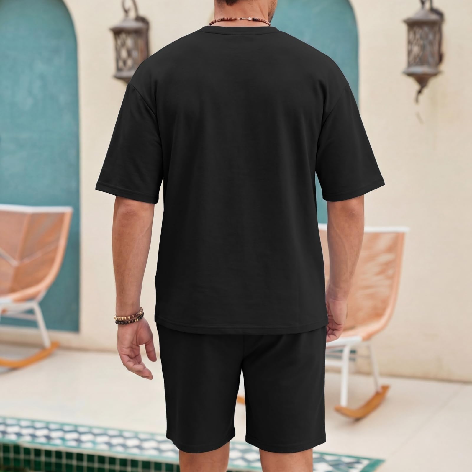 Opomelo Mens Short Sleeve Tracksuit Summer 2 Piece Outfits Oversized Shirt and Shorts Set Casual Daily Lounge Wear - Image 4